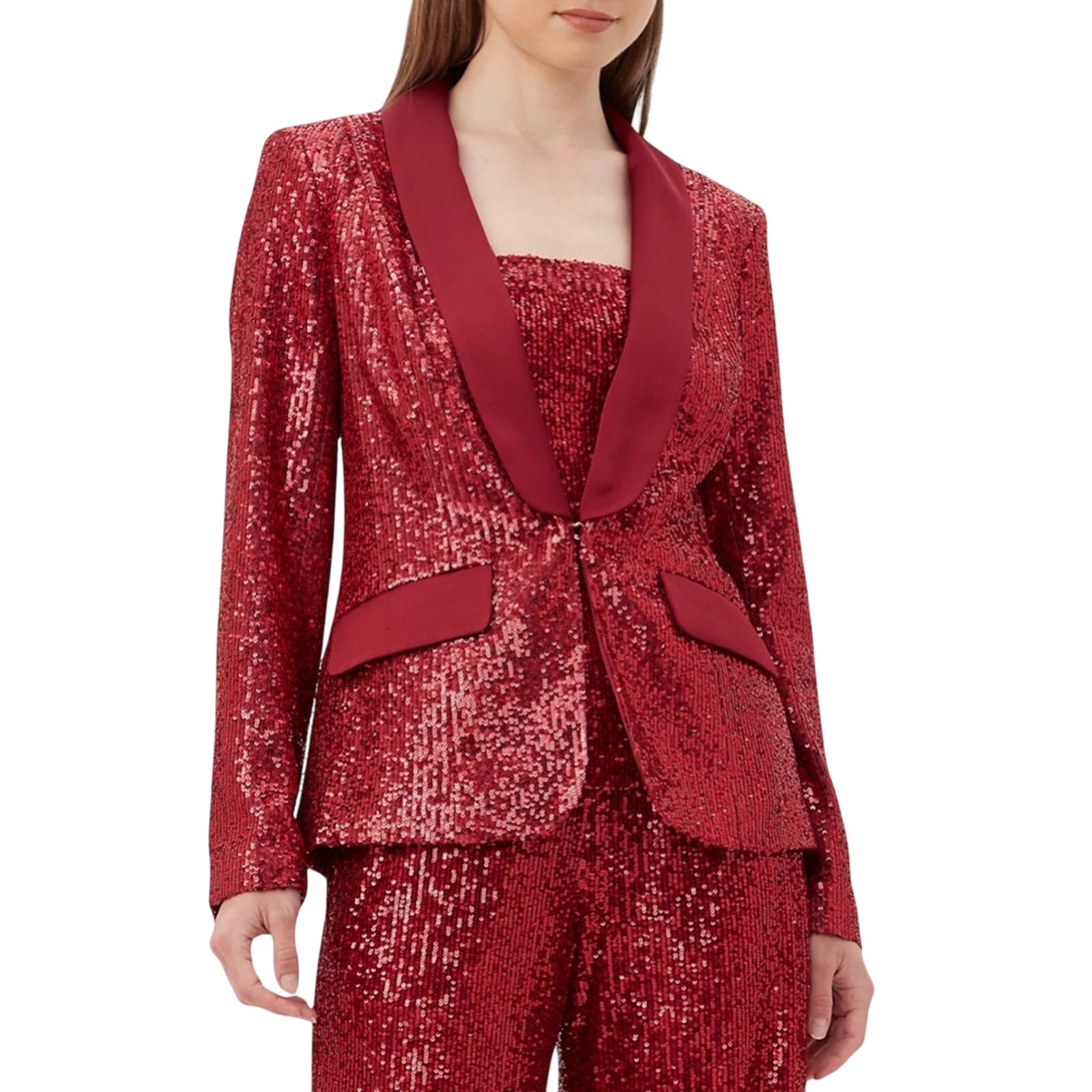 Trina Turk $428 Ai Sequined Blazer In Red Jacket Size 2